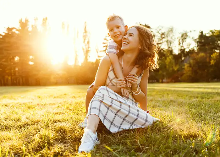 Mother And Son Outside